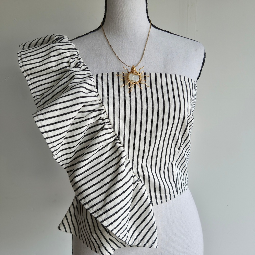 Future Collective One Shoulder Ruffle Top Womens XS Coquette Festival Clubwear